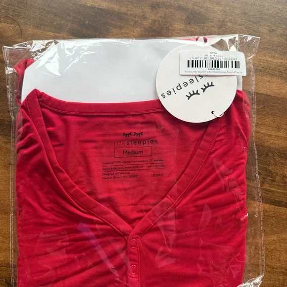 Little Sleepies Women's Vibrant Red Pajama Top - Picture 1 of 2